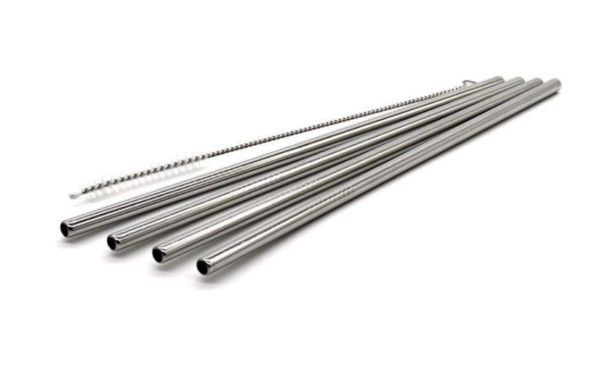 Stainless Steel Straws: (Silver - box set of 4)