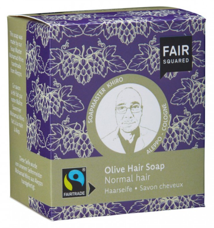 Fair Squared, Olive Hair Soap + Soap Bag, 2 x 80g