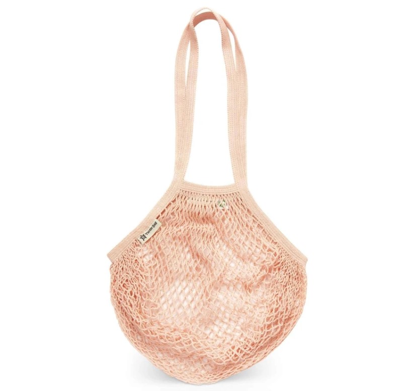 Long Handle Organic Cotton String Bag - Blush