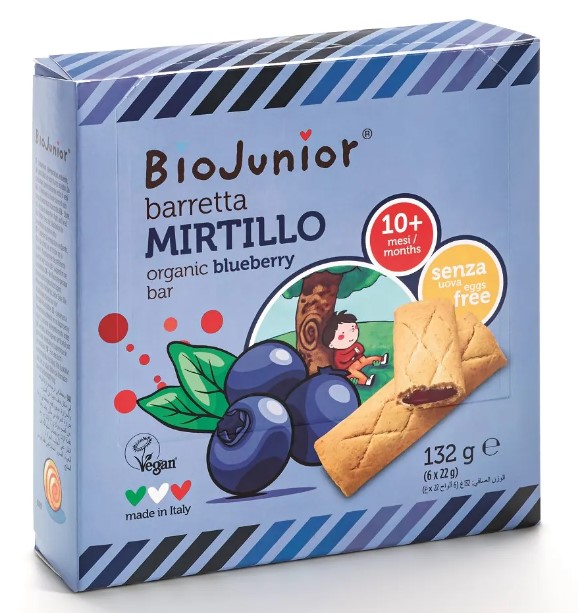 BioJunior, Blueberry Bars 6 x 22g, 132g