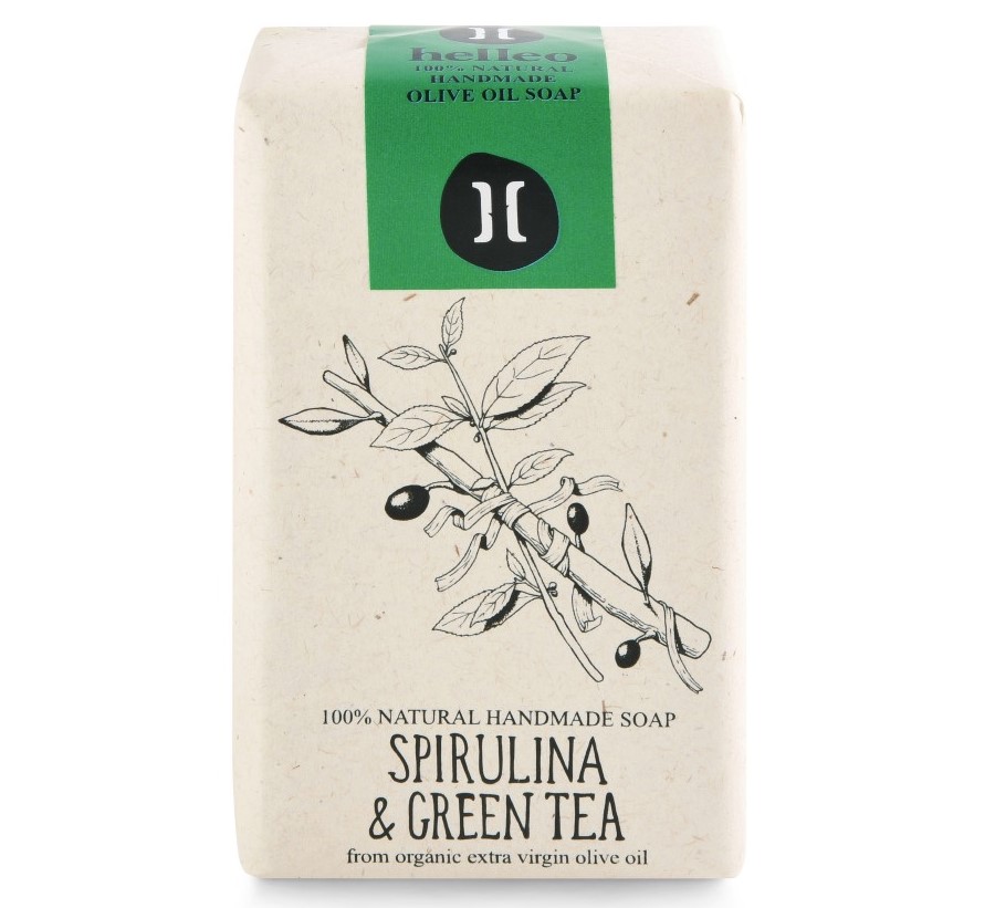 Helleo, Spirulina & Green Tea - Mild Exfoliating Soap, 120g