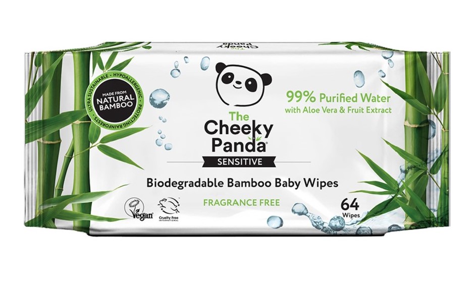 Cheeky Panda, Biodegradable Bamboo Baby Wipes, 64pcs