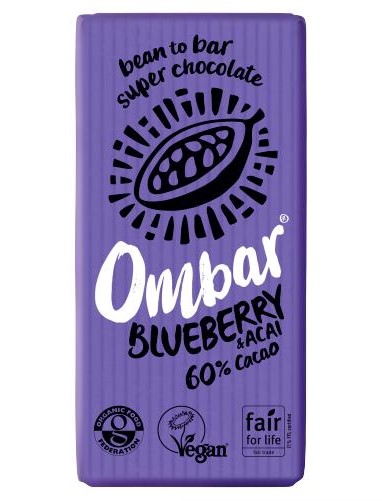 Ombar, Blueberry & Acai Chocolate Bar, 35g