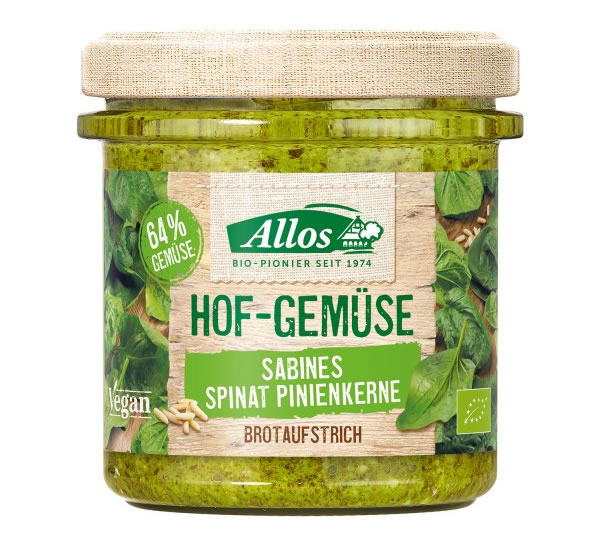Allos, Farm Vegetables Spinat & Pine Nuts Spread, 135g