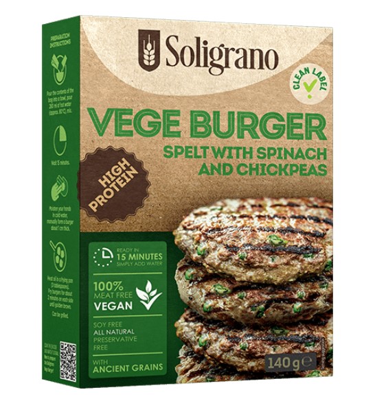 Vege Burger Spelt with Spinach & Chickpeas, 140g