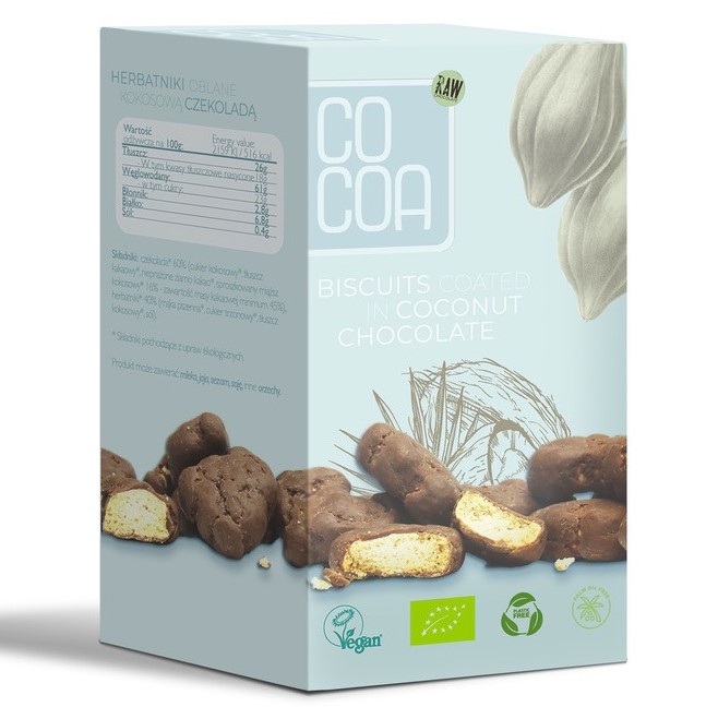 Cocoa, Mini Biscuits Coated in Coconut Chocolate, 80g