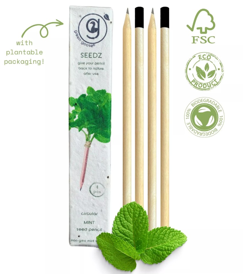 green-goose, Seedz Flower Pencil Set of 4 - Mint