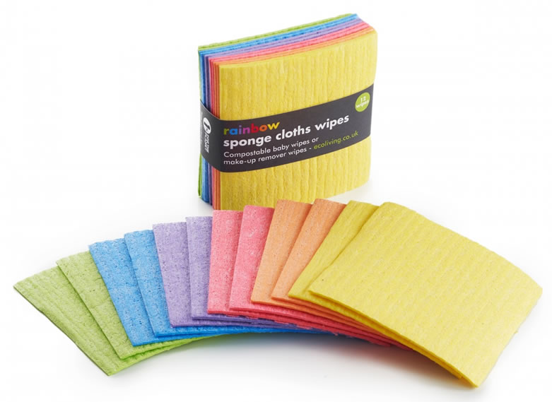 EcoLiving, 12 Rainbow Sponge Cloths Wipes