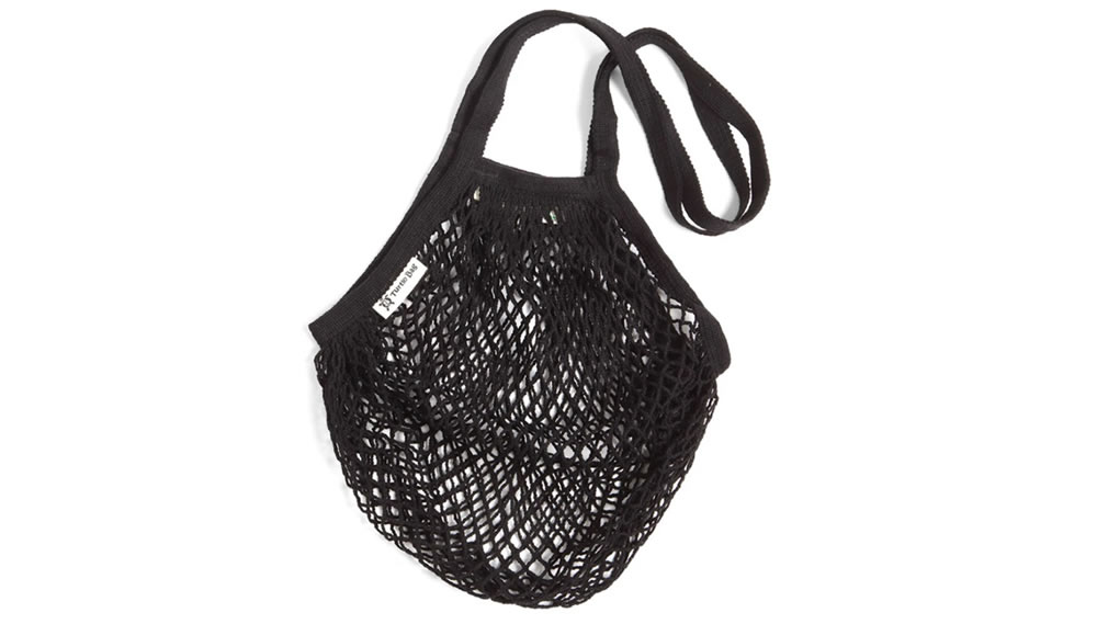 Turtle Bags, Long Handle Organic Cotton String Bag - Black