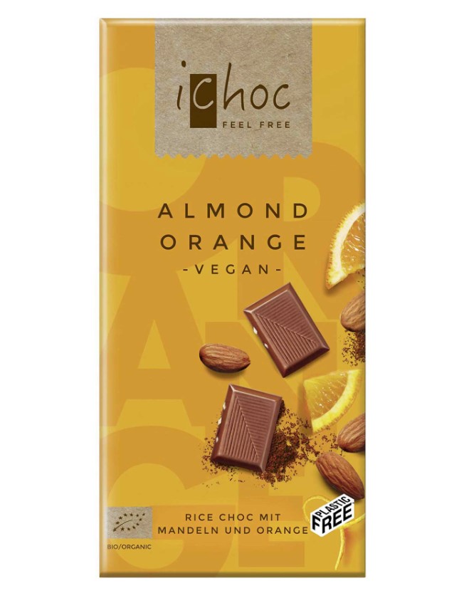 iChoc, Rice Chocolate Almond Orange, 80g