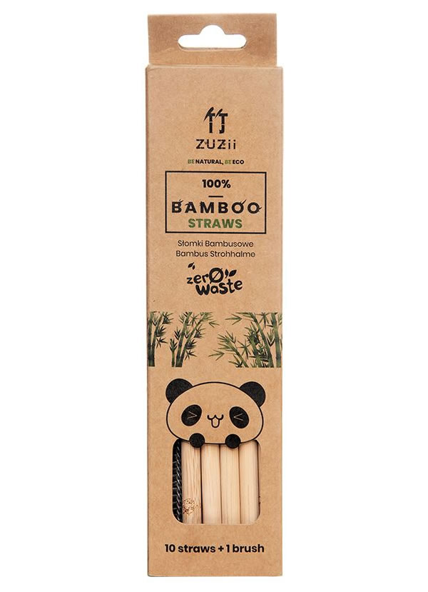 Zuzii, Bamboo Straws 5pcs + Cleaning Brush