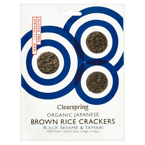 Clearspring, Japanese Brown Rice Crackers - Black Sesame & Tamari, 40g