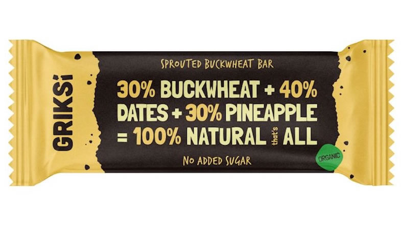 Griksi, Sprouted Buckwheat & Pineapple Bar, 35g
