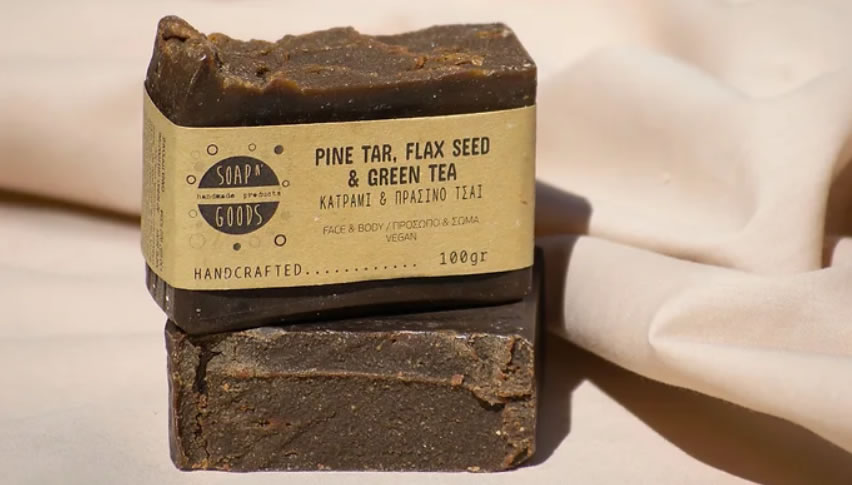 Soap n' Goods, Pine Tar, Flax Seed & Green Tea Soap, 100gr