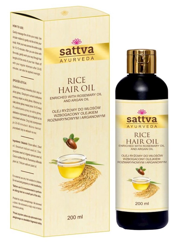 Sattva, Rice Oil for Hair with Rosemary and Argan, 200ml