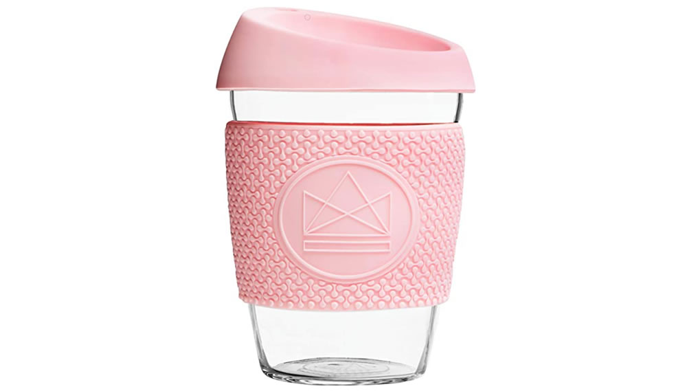 Neon Kactus, Reusable Glass Coffee Cup, Pink Flamingo
