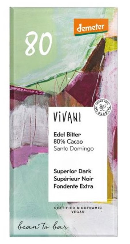 Vivani, Superior Dark Chocolate 80% Cacao, 90g