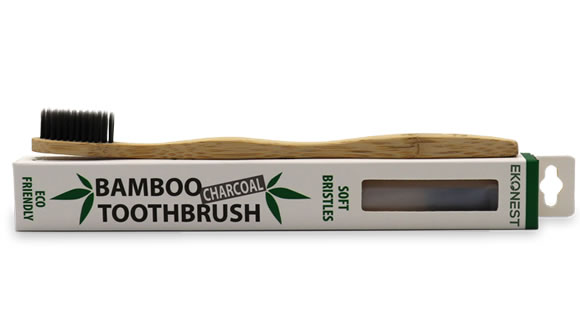 EkoNest, Bamboo Toothbrush: Charcoal Edition (soft bristles)