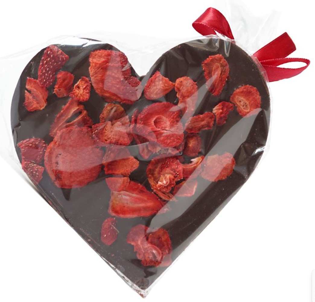 Santini, Dark Chocolate Heart with Strawberries, 80g