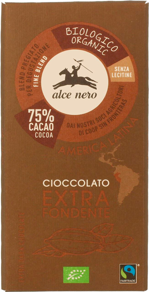Alce Nero, Chocolate Extra Fondente 75%, 100g