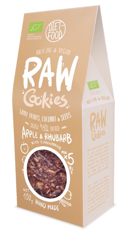 Diet-food, Raw Cookies with Apple, Rhubarb & Cinnamon, 100g