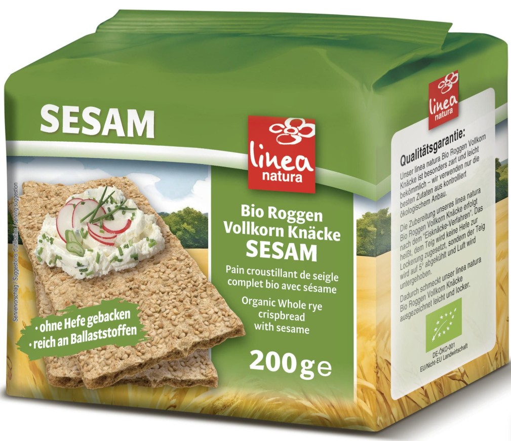 Linea Natura, Wholemeal Rye Crispbread with Sesame Seeds, 200g