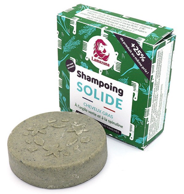 Lamazuna, Solid Shampoo For Oily Hair - Green Clay & Spirulina, 70g