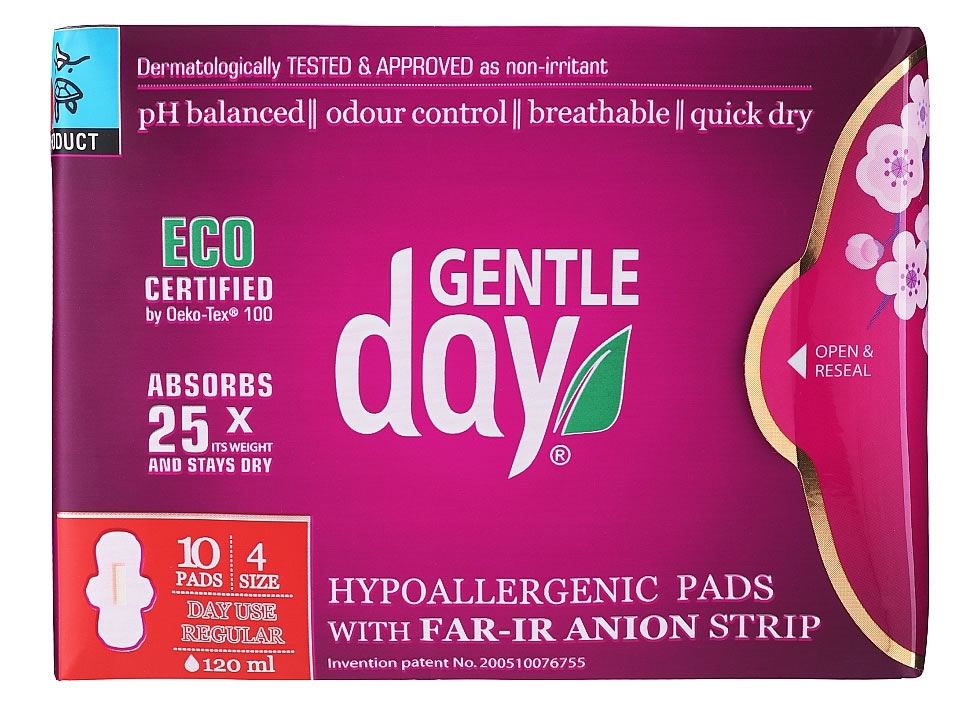 Gentle Day, Hypoallergenic Pads with Far-ir Anion Strip, 10pcs