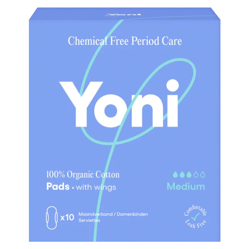 Yoni, Sanitary Pads with Wings, Medium 10pcs