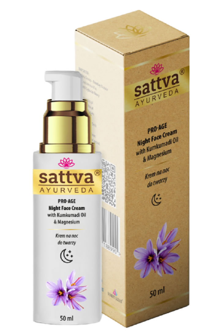 Sattva, Pro-Age Night Cream with Kumkumadi Oil & Magnesium, 50ml