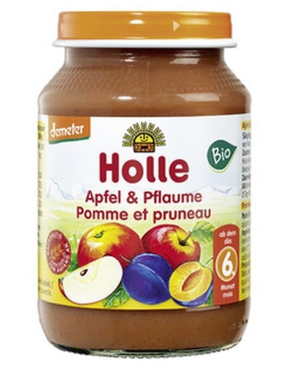Holle, Apple and Plum Fruit Puree 6m+, 190g
