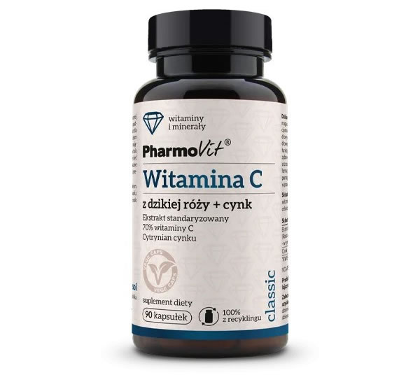 Pharmovit, Vitamin C with Wild Rose + Zinc, 90 capsules