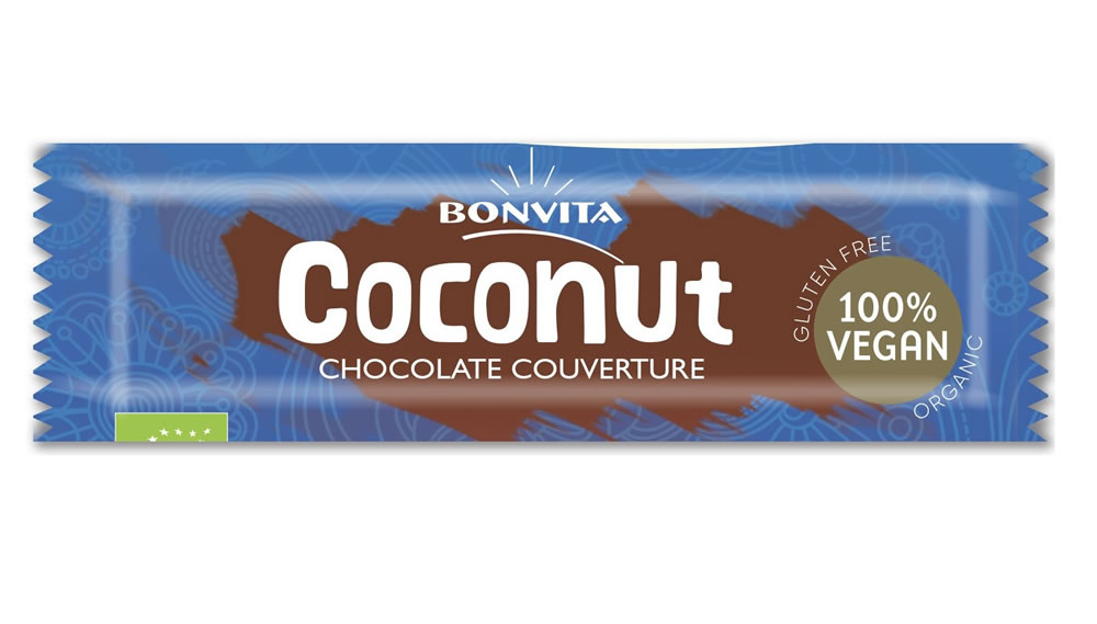 Bonvita, Chocolate Couverture Bar with Coconut, 40g