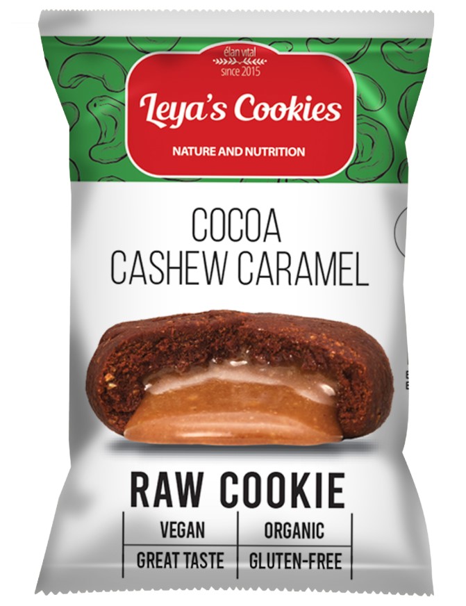 Leya's Cookies, Raw Cookie Cocoa, Cashew, Caramel, 25g