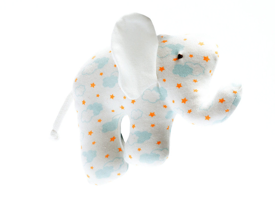 Best Years, Organic Cotton Scrappy Elephant Toy - Stars & clouds, 0+
