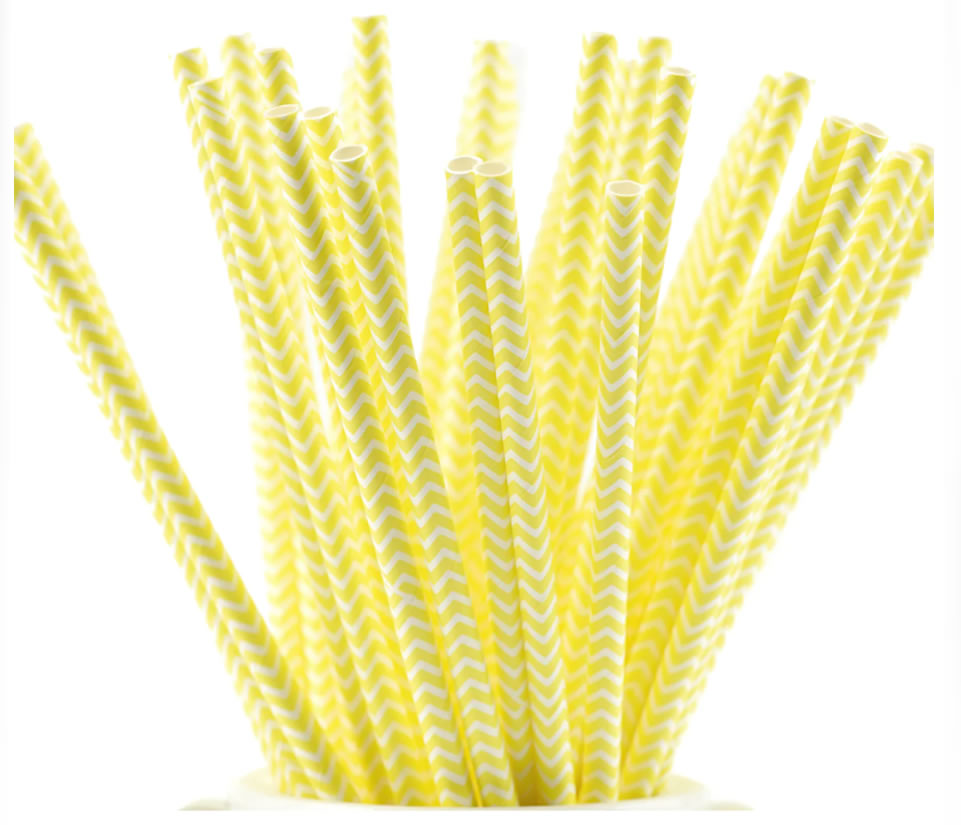 EkoNest, Paper Straws: Yellow Chevron (set of 25)
