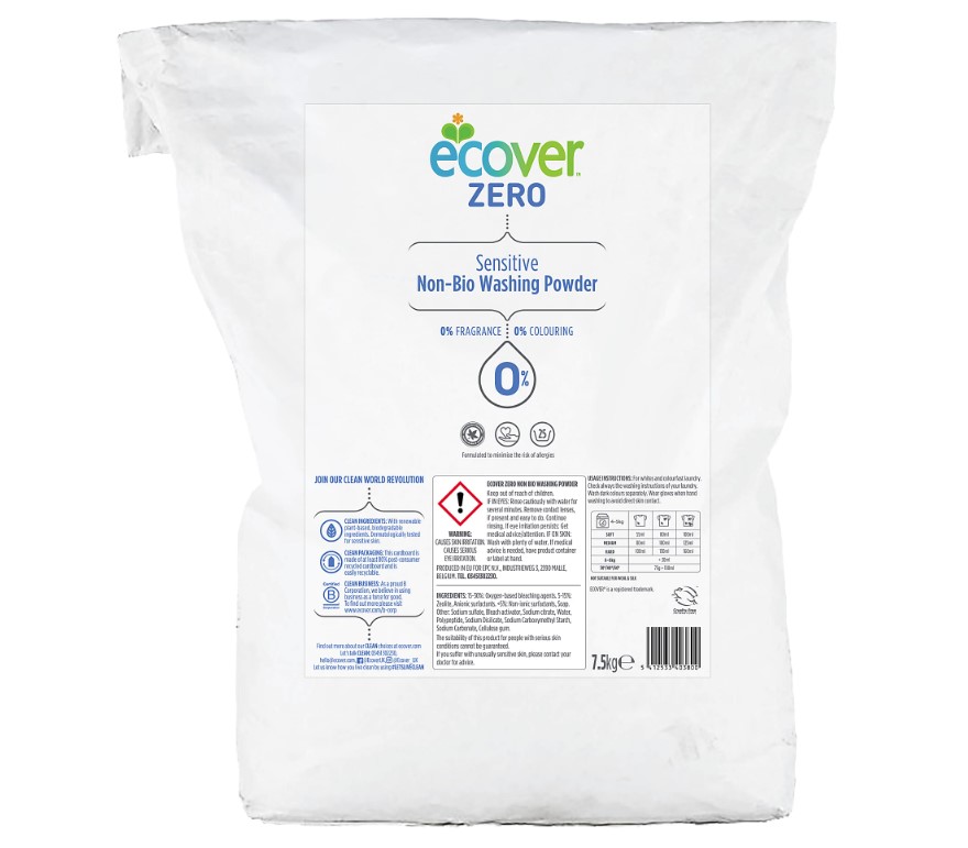 Ecover, Zero Non Bio Washing Powder Refill, 7.5kg