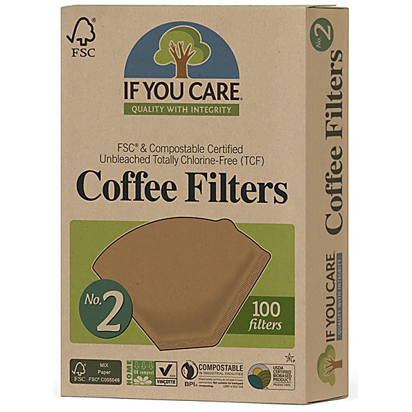If You Care, Coffee Filters No. 2 Unbleached & Chlorine-Free, 100pcs