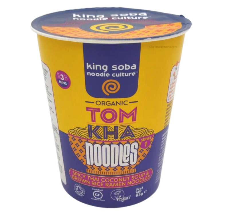 King Soba, Tom Kha Instant Soup with Brown Rice Ramen Noodles, 85g