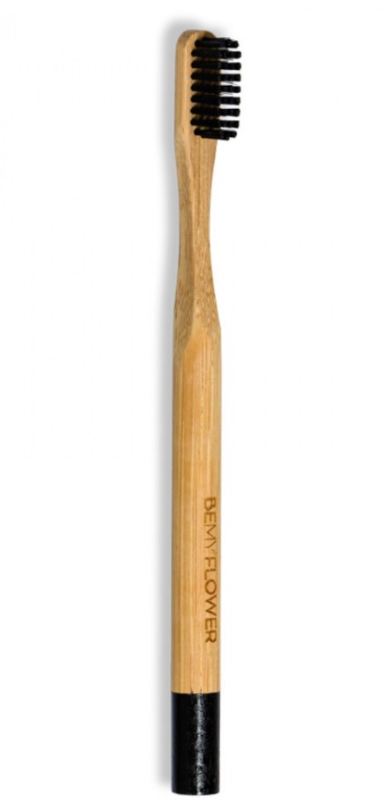 BeMyFlower, Bamboo Adult Medium Black Toothbrush Package Free
