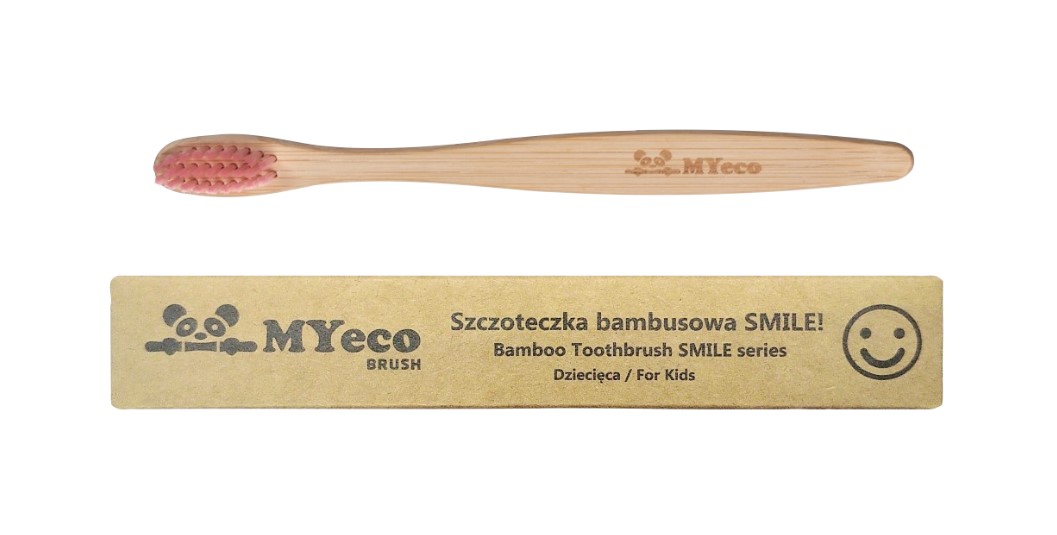 Myecobrush, Bamboo Toothbrush Smile Series for Kids Pink