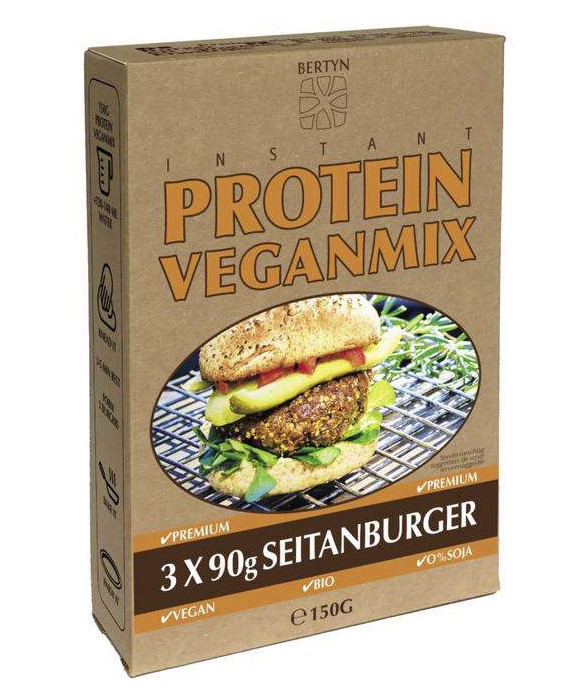 Bertyn, Instant Protein Veganmix - Seitan Burger, 3 x 90g