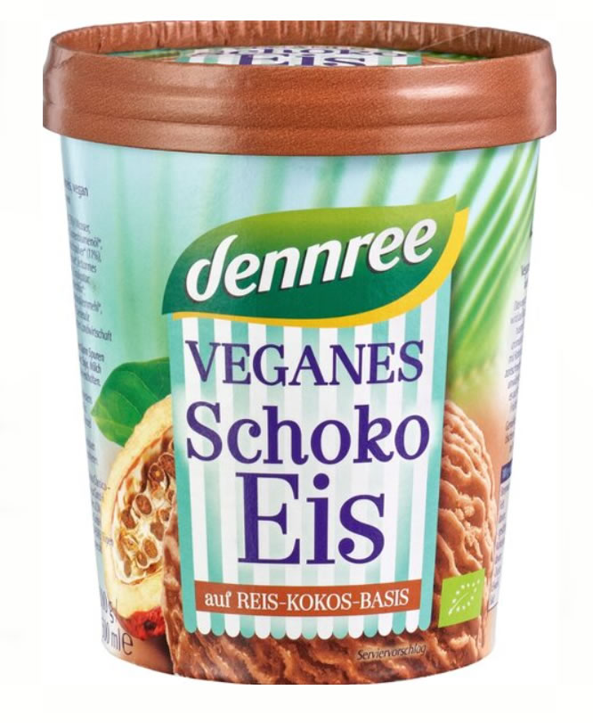 Dennree, Coconut & Rice Based Chocolate Ice Cream, 500g