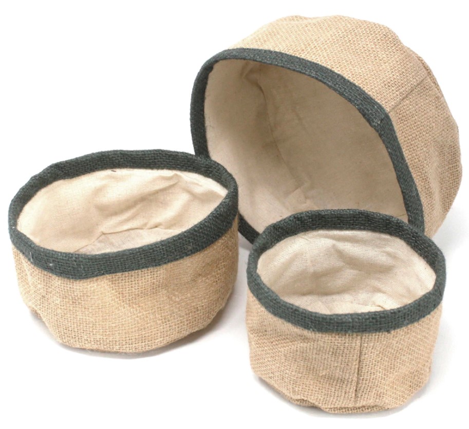 SP Eco, Set of 3 Natural Jute Storage Baskets - Charcoal