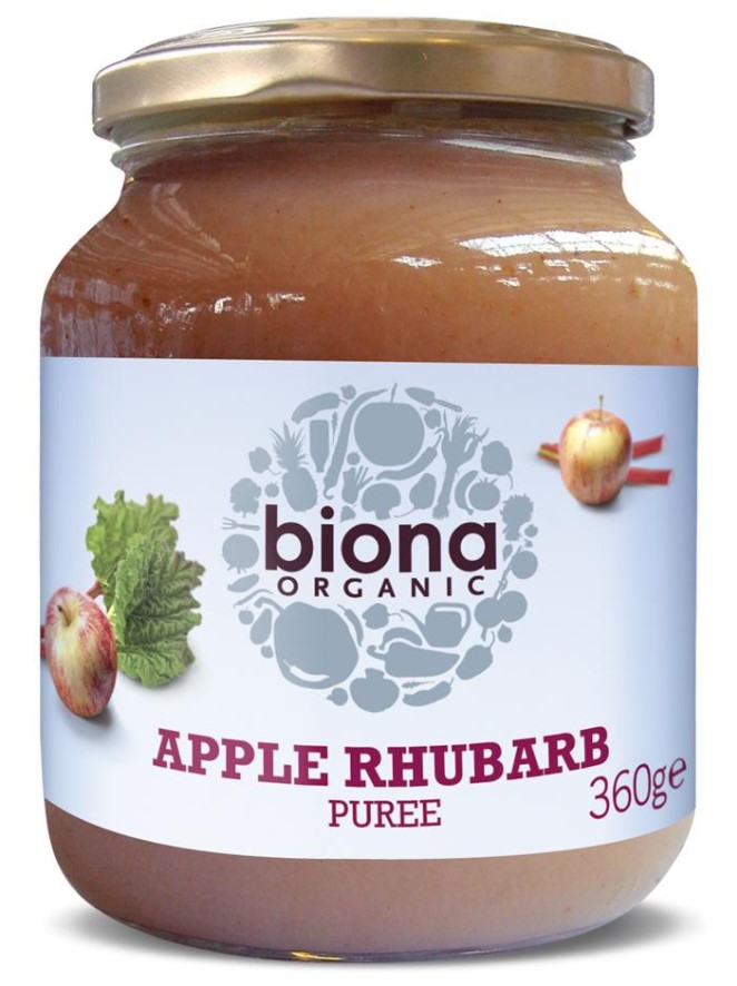 Biona, Apple & Rhubarb Puree, 360g