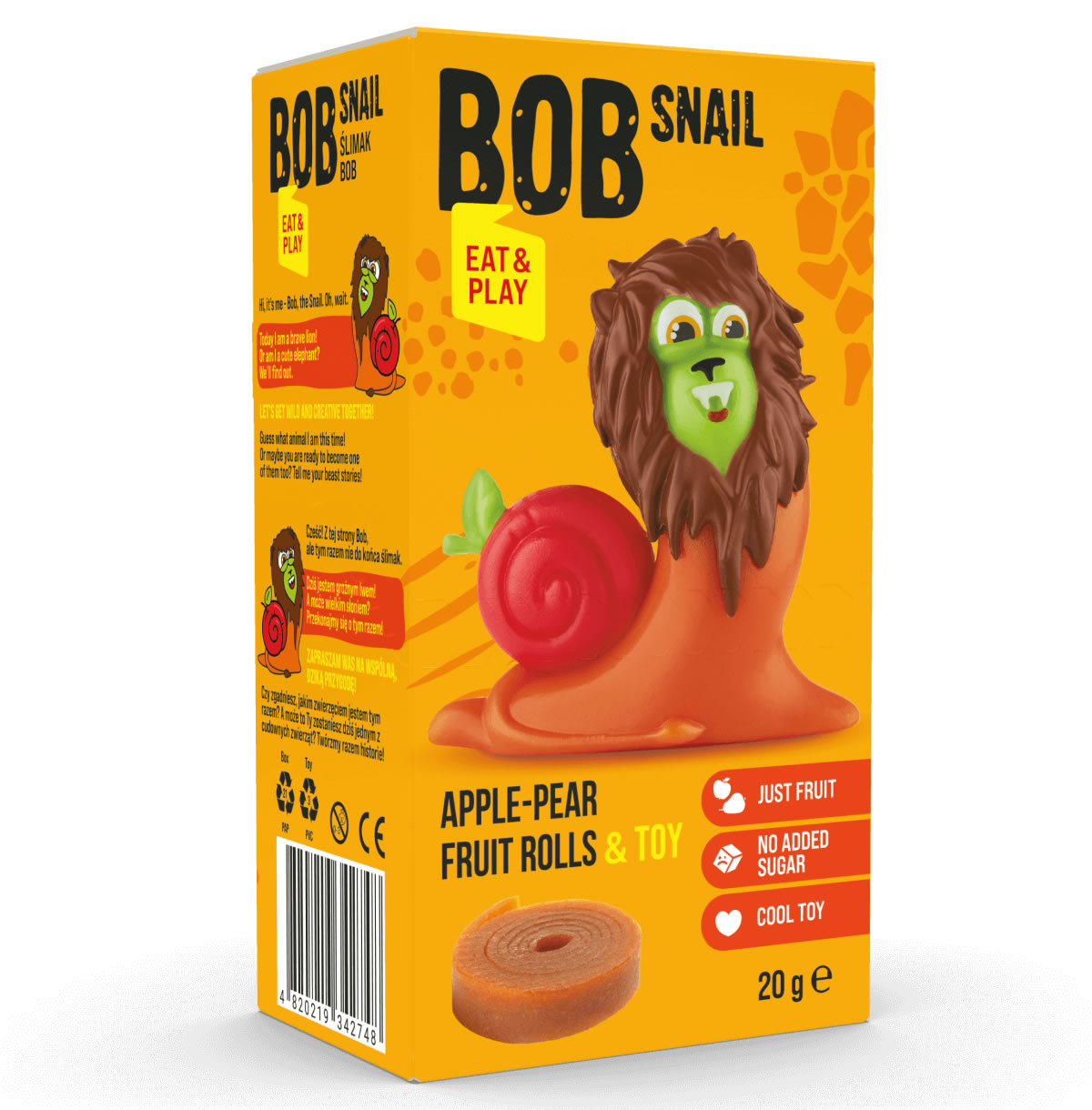 Bob Snail, Fruit Roll Apple Pear Snack with Toy, 20g