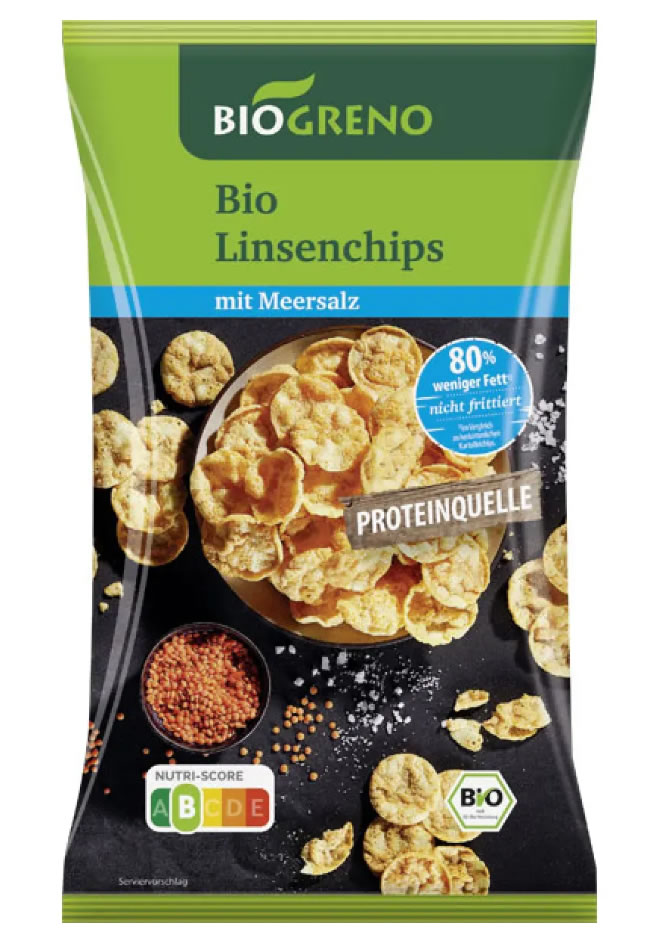 Biogreno, Lentil Chips with Sea Salt, 80g