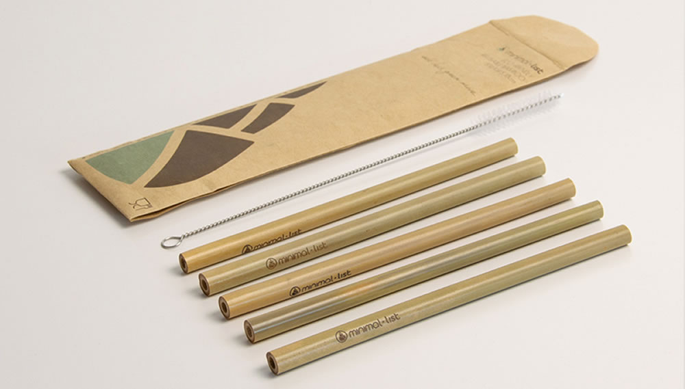 Minimal List, Bamboo Reusable Straws 18cm set + cleaning brush, 5pcs