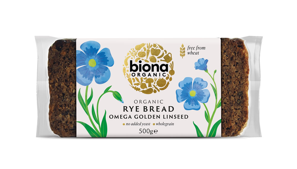 Biona, Rye Omega 3 Golden Linseed Bread, 500g