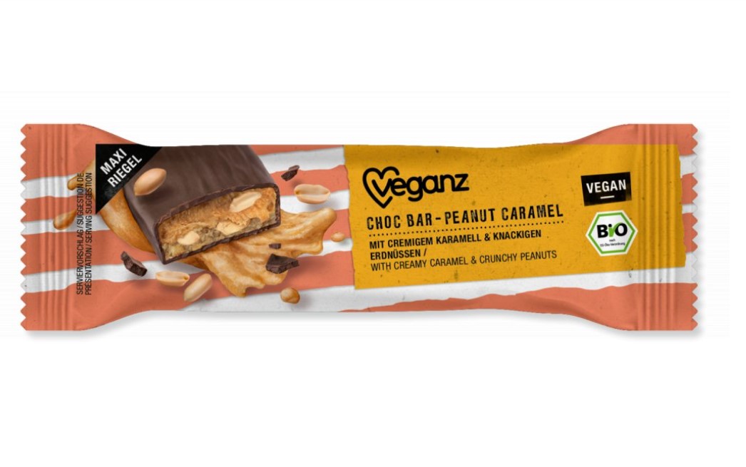 Veganz, Choc Bar Peanut Caramel, 50g